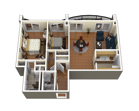 Floor plan for 2 beds, 1.5 baths, 810 sqft